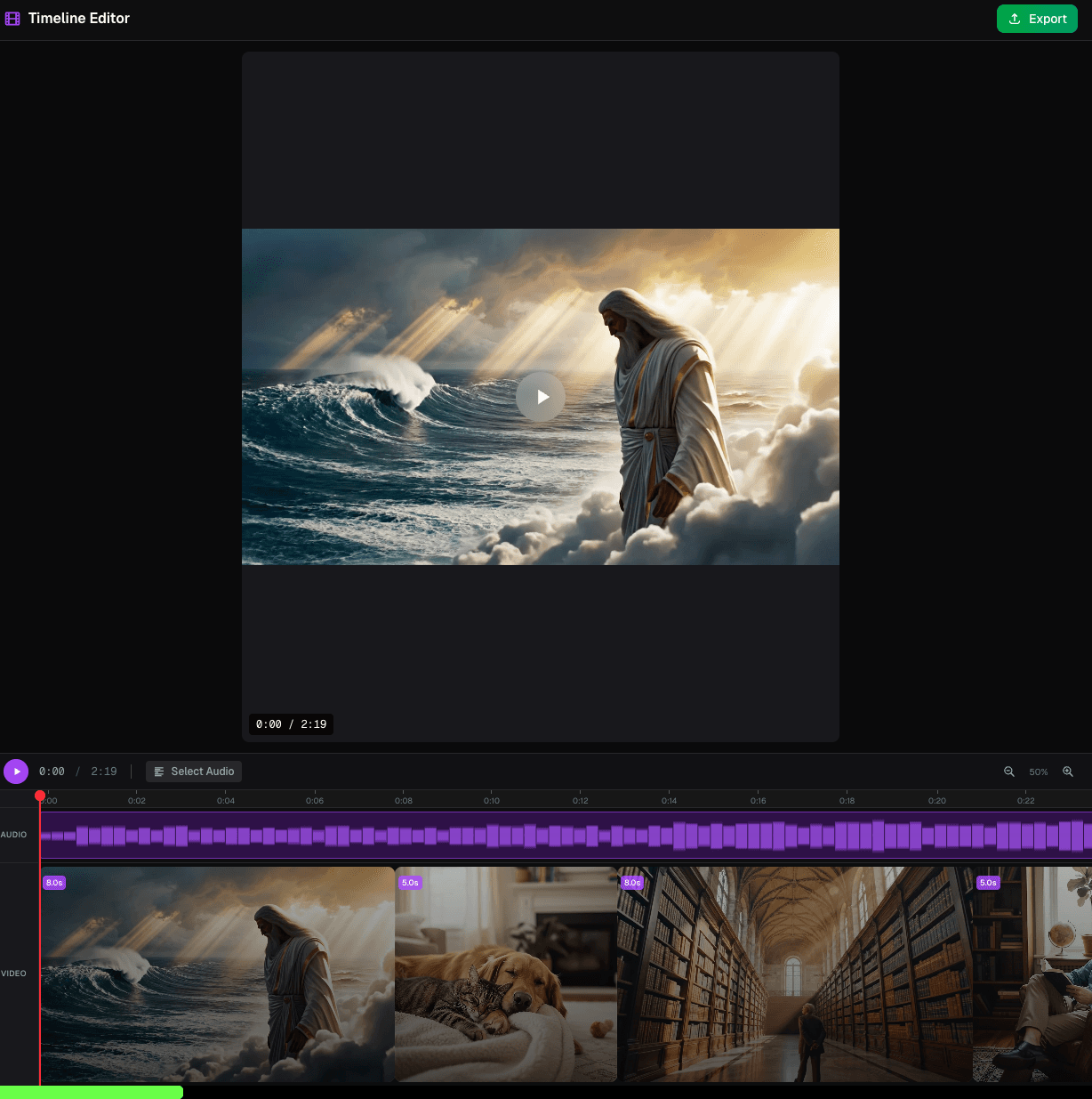 Timeline editor interface